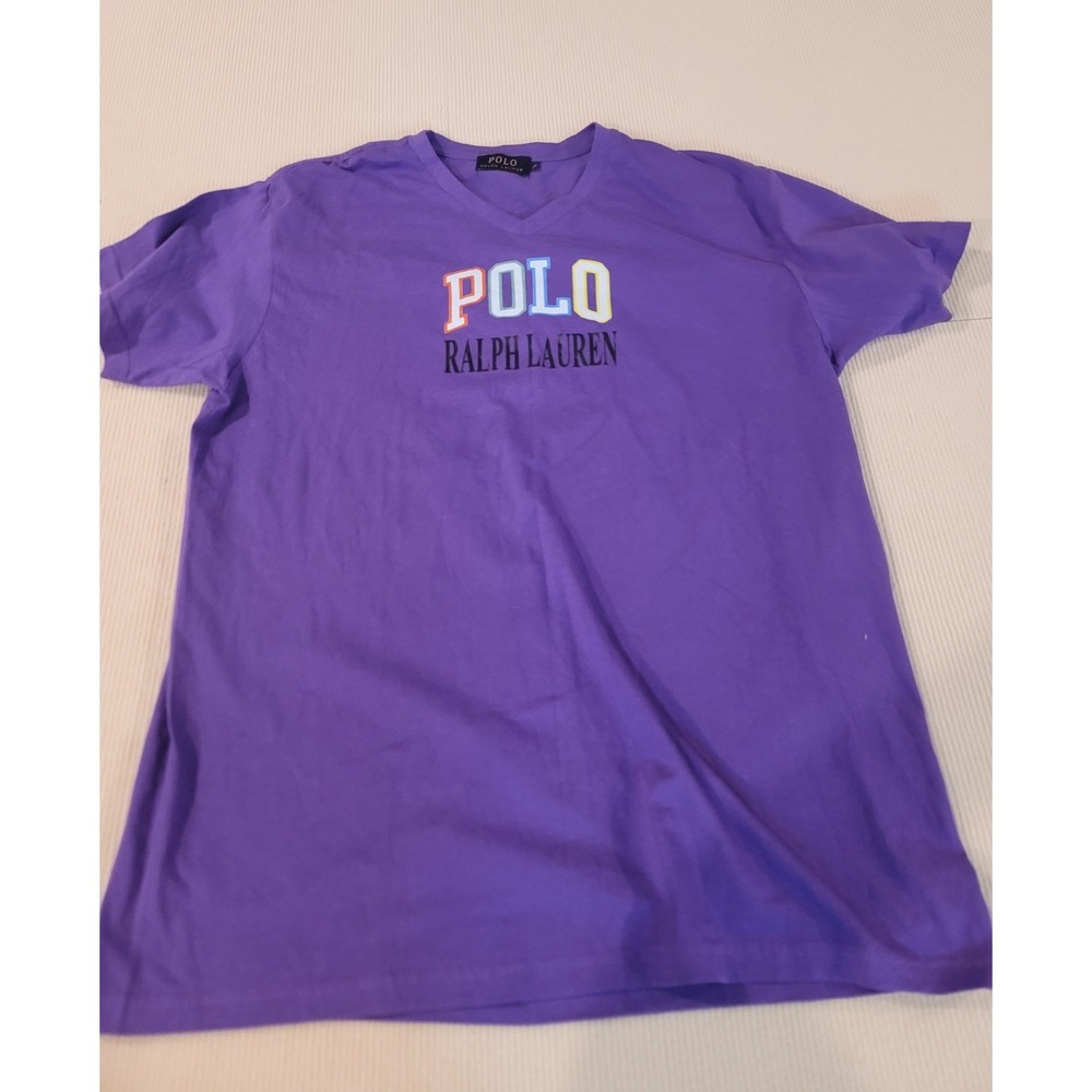Polo Ralph Lauren t-shirt cotton Purple Logo graphic chest "POLO" Large